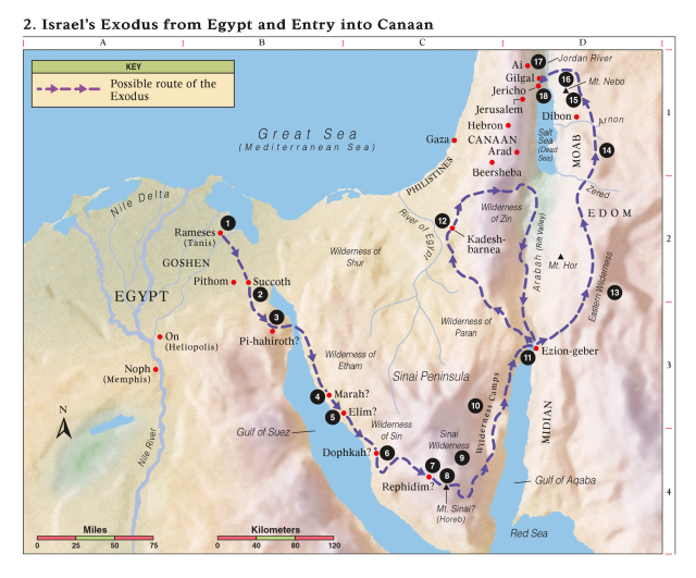 Map Of Rameses To Succoth