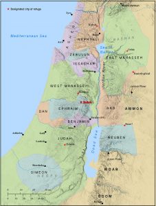 Map of Israels territories from the end of Judges and early kings under David.